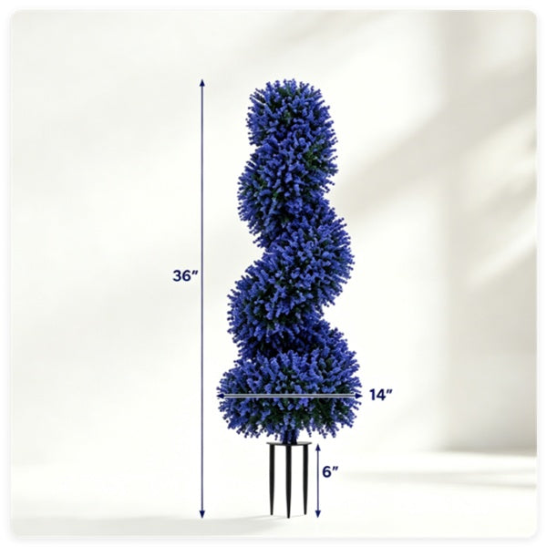 Set of 2 Artificial Spiral Flower Topiaries – Purple