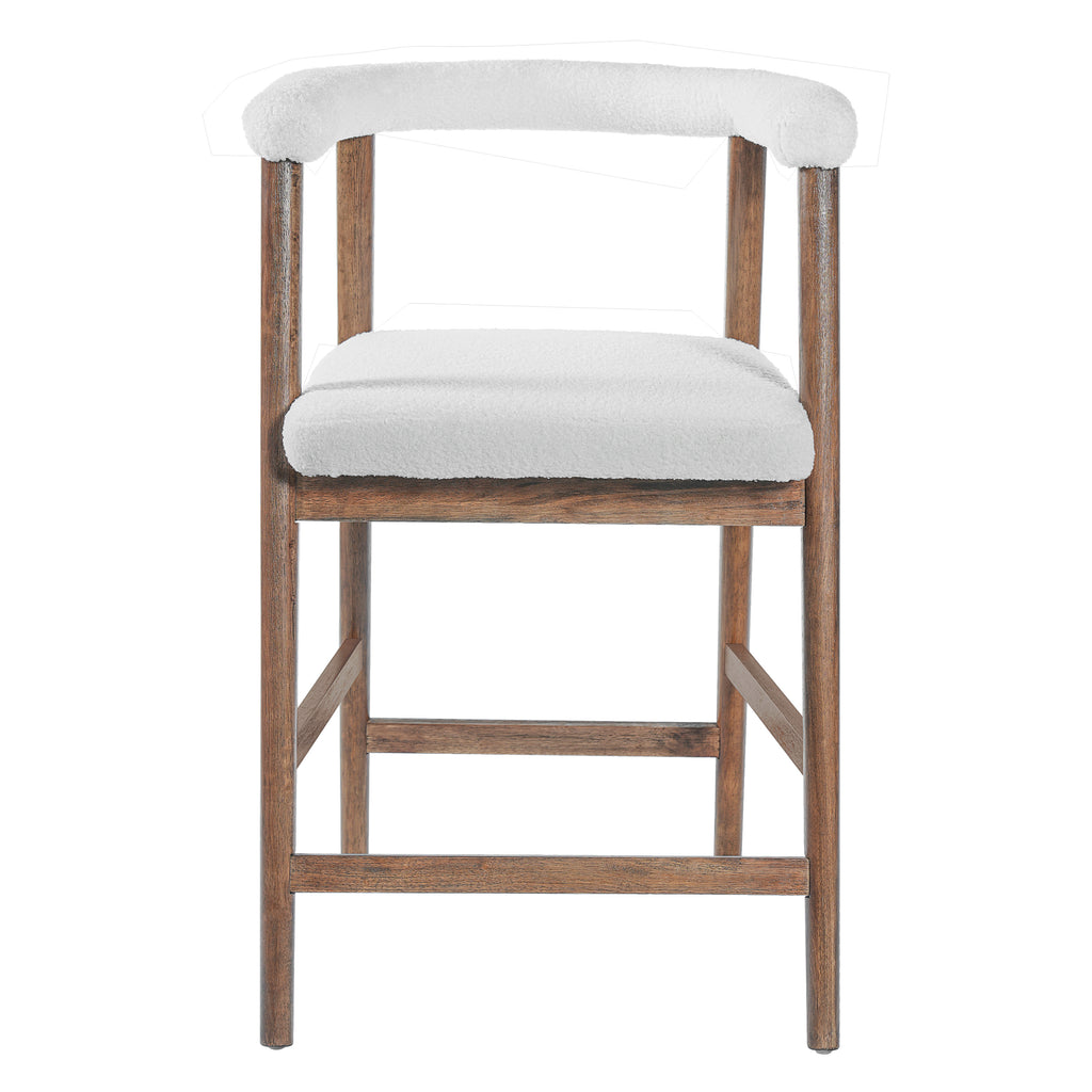 Set of 2 Upholstered Counter Stools – Walnut, 24.5″ Seat Height