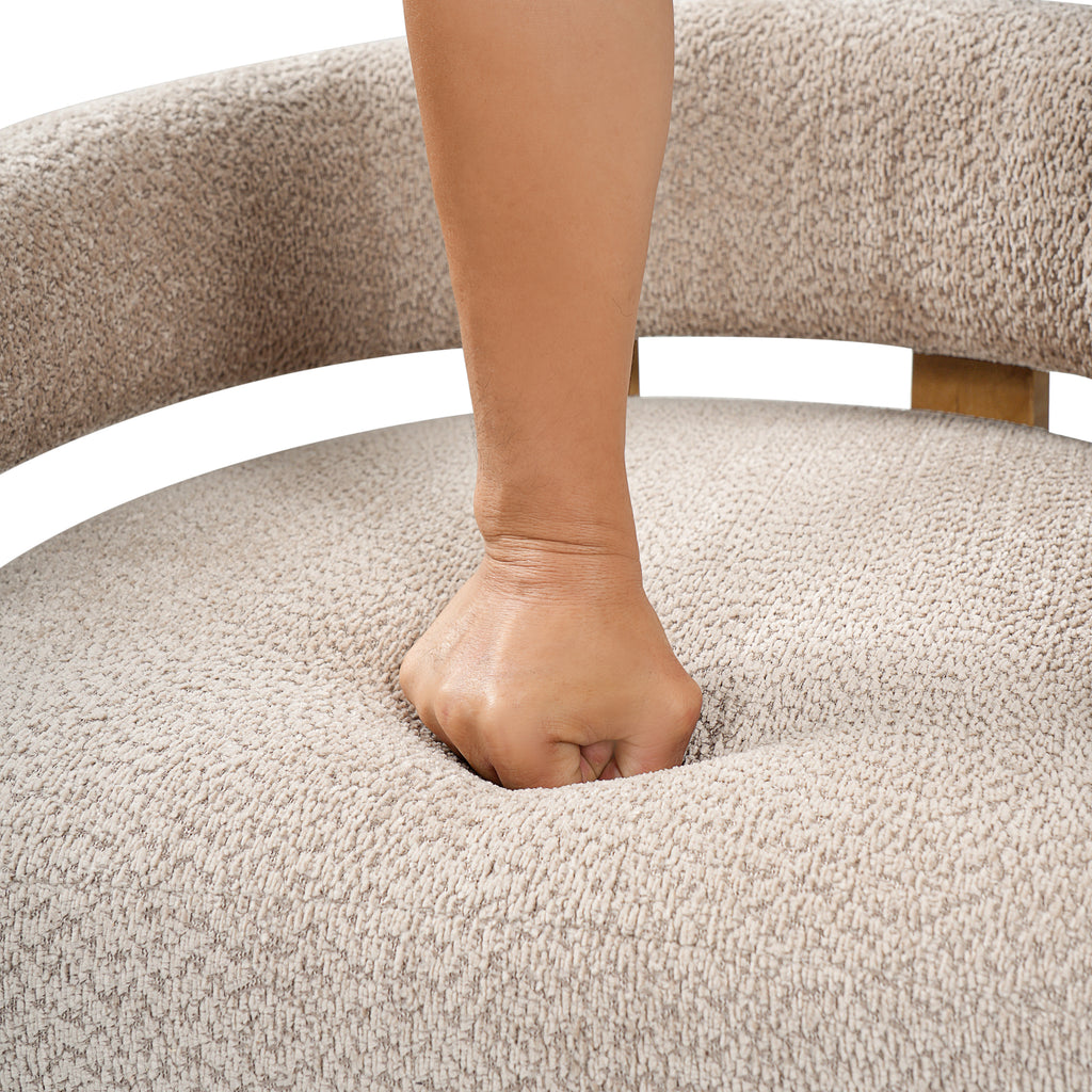 28.7" Taupe Bouclé Barrel Chair