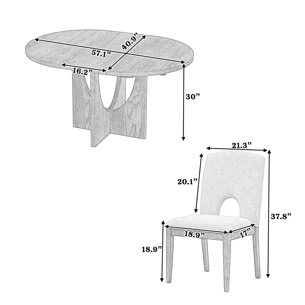 5-Piece Extendable Walnut Round Dining Set