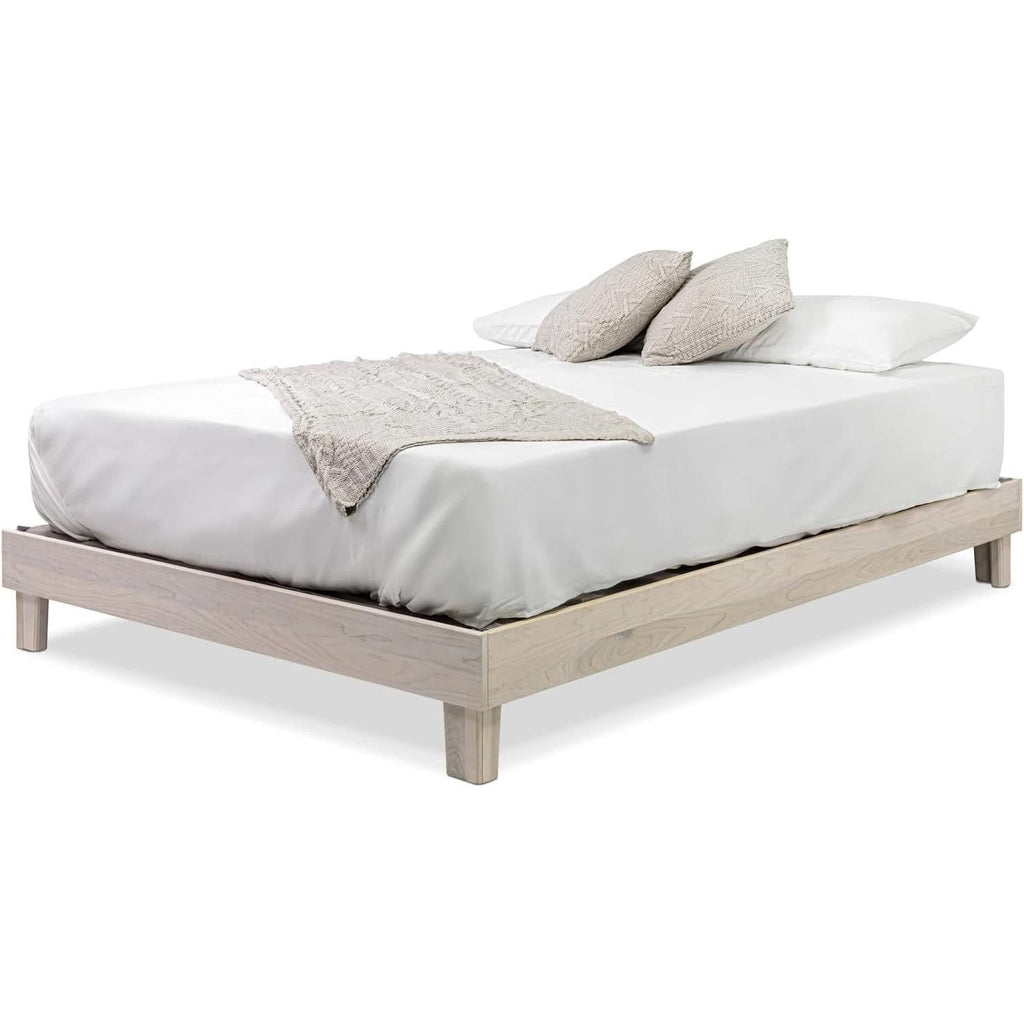 Full size Solid Wood Heavy Duty Platform Bed Frame in Off-White - Made In USA-4