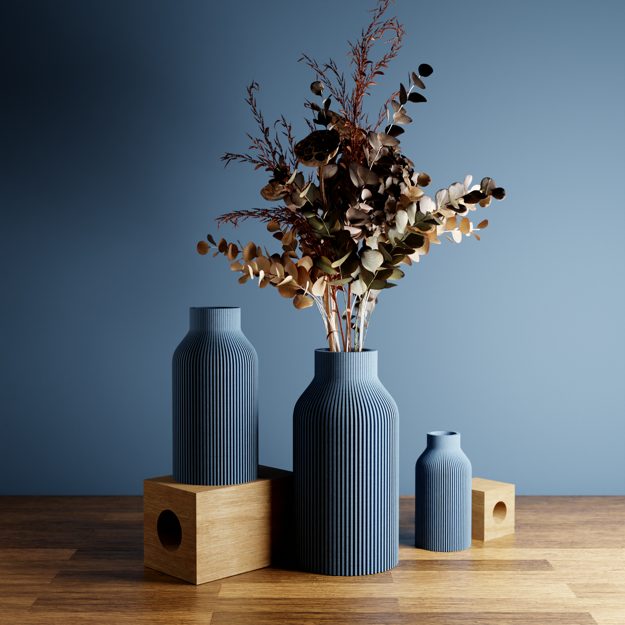 Modern Ribbed Decorative Vase