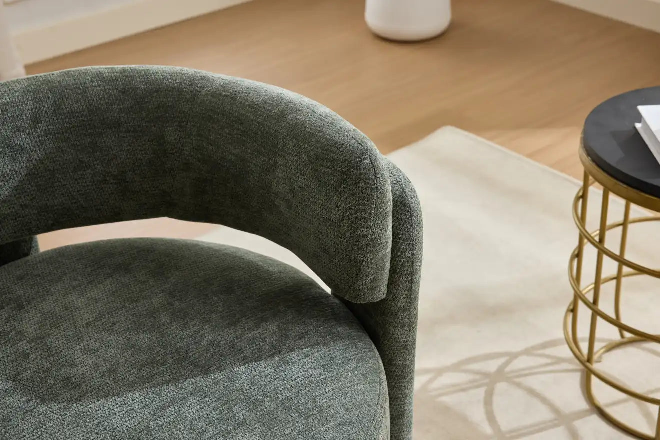 Green Bouclé Accent Chair