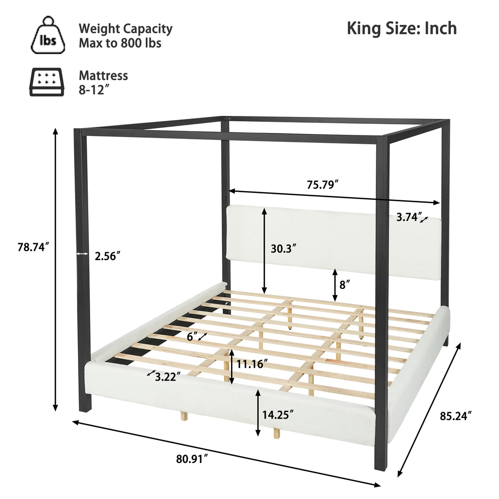 The Sutton Bouclé Canopy Bed