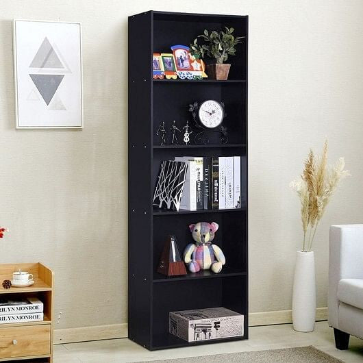 5-Shelf Storage Bookcase Modern Multi-Functional Display Cabinet-White-2