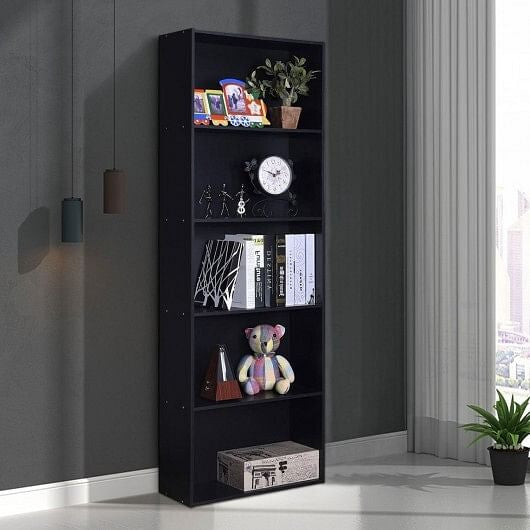 5-Shelf Storage Bookcase Modern Multi-Functional Display Cabinet-White-4