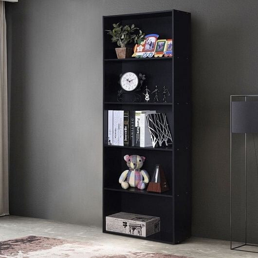 5-Shelf Storage Bookcase Modern Multi-Functional Display Cabinet-White-5
