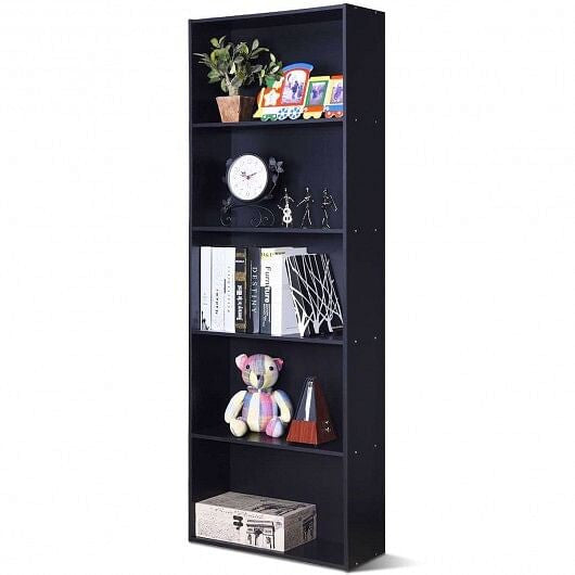 5-Shelf Storage Bookcase Modern Multi-Functional Display Cabinet-White-3