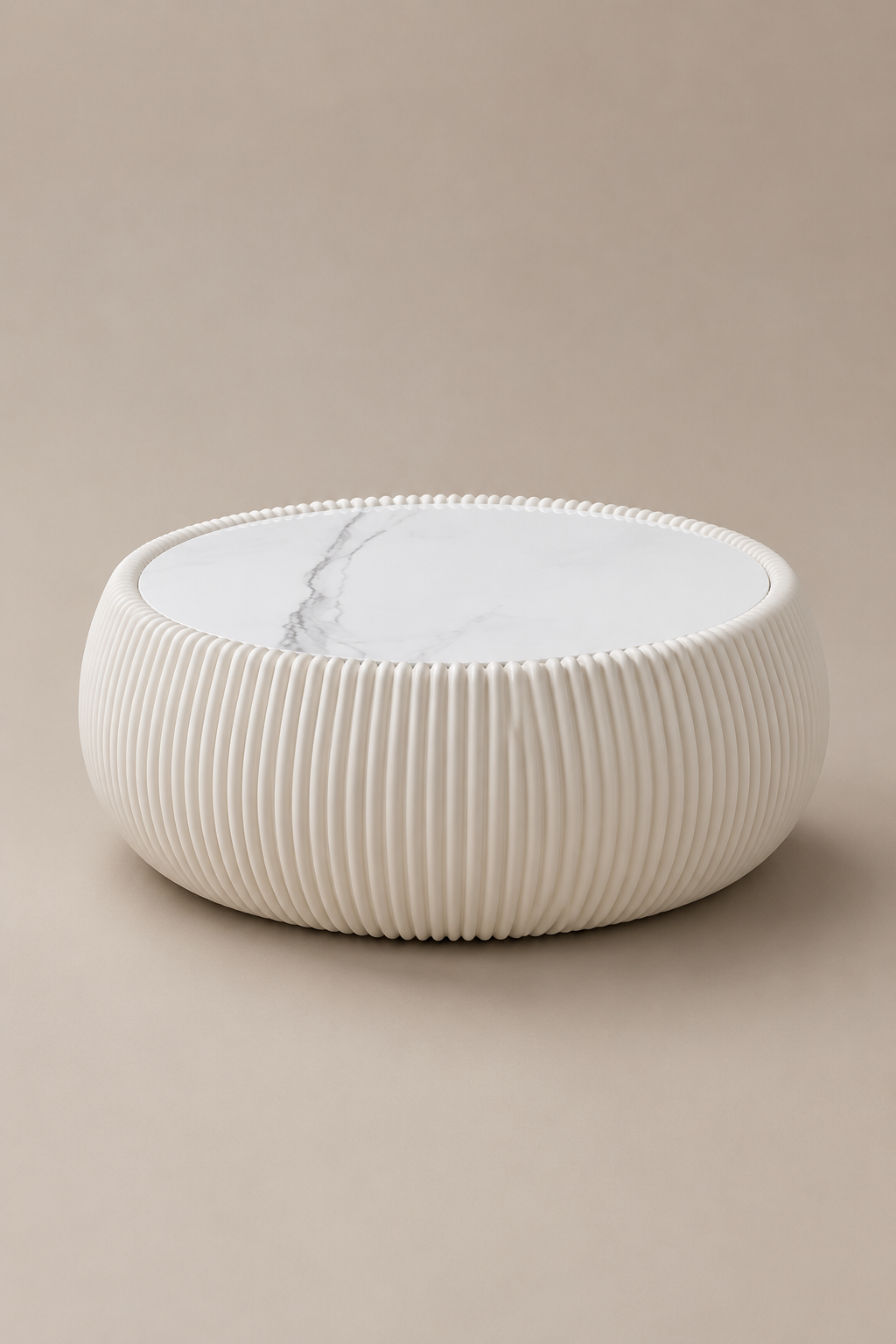 28-Inch Cream Drum Coffee Table