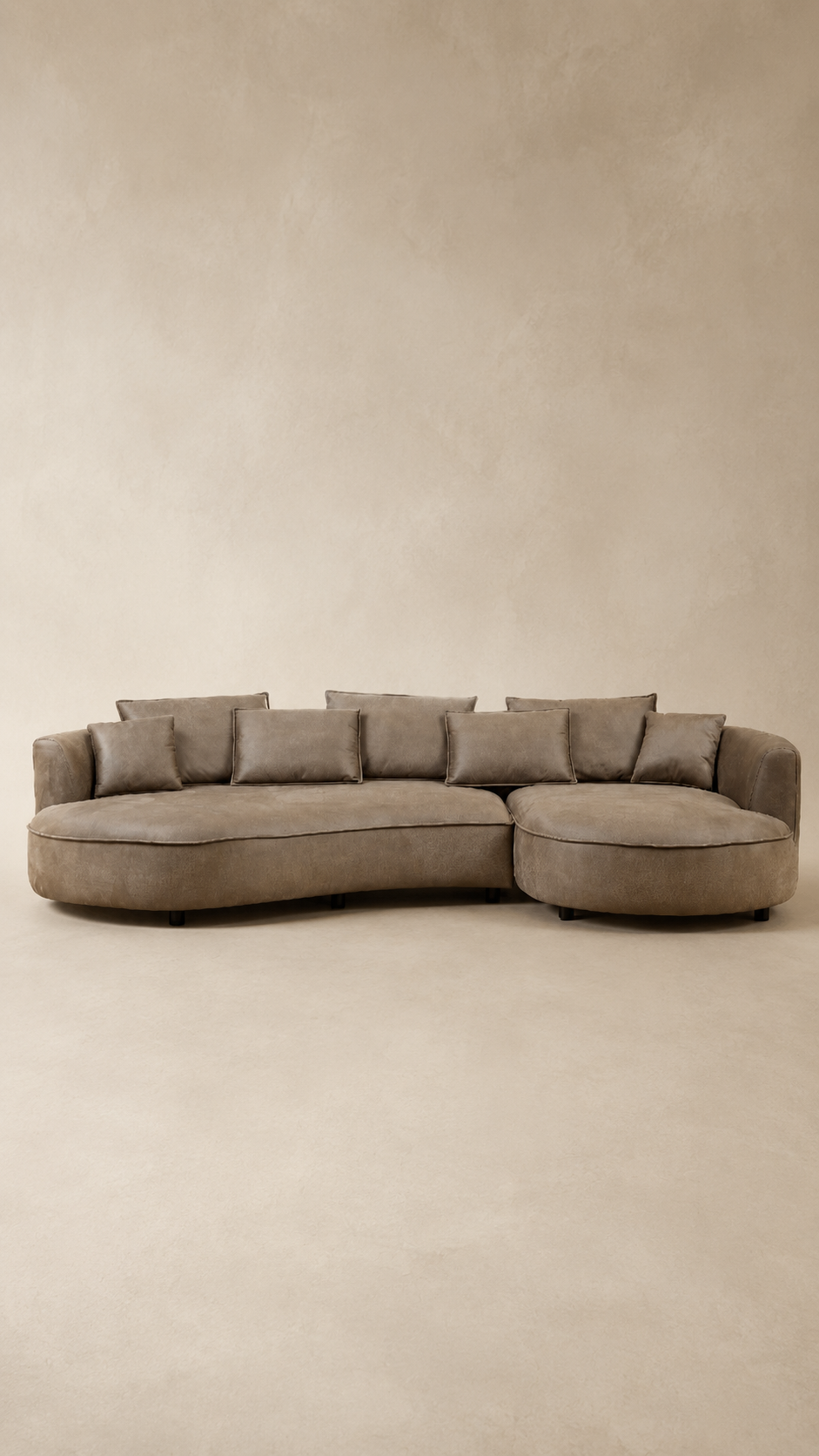Curved Brown Leathaire Sectional