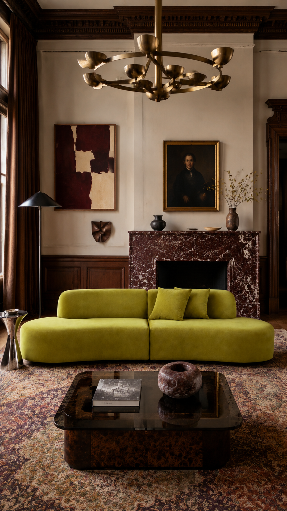 The Olive Muse Green Velvet Curved Sofa