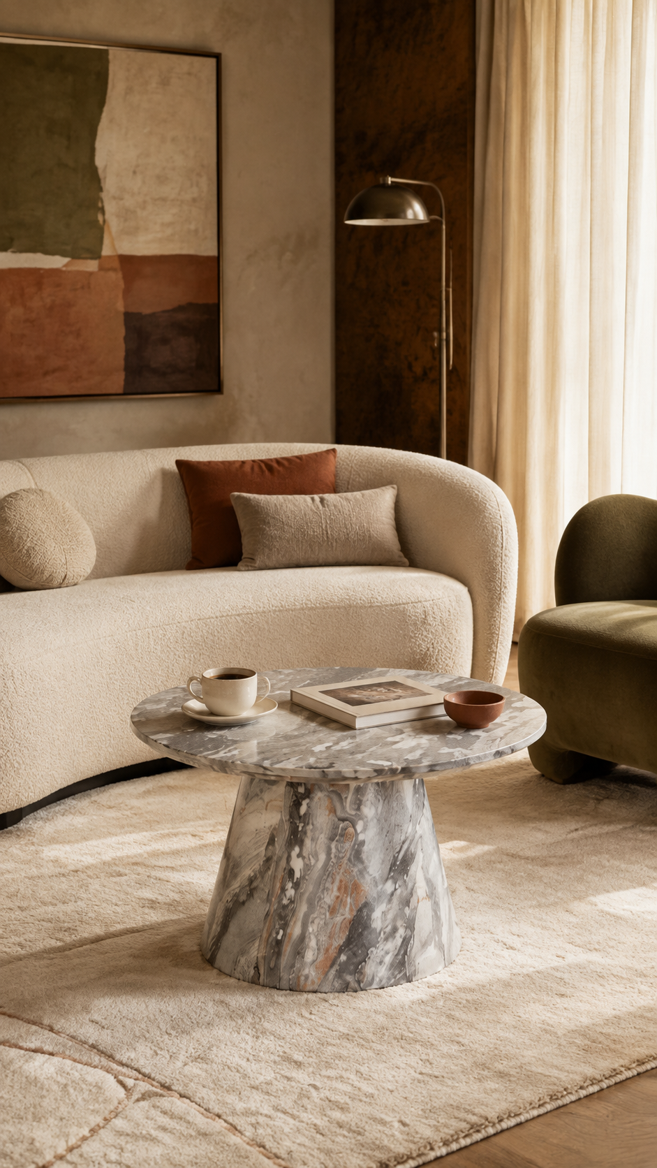 Marlowe Round Grey-Grain Coffee Table