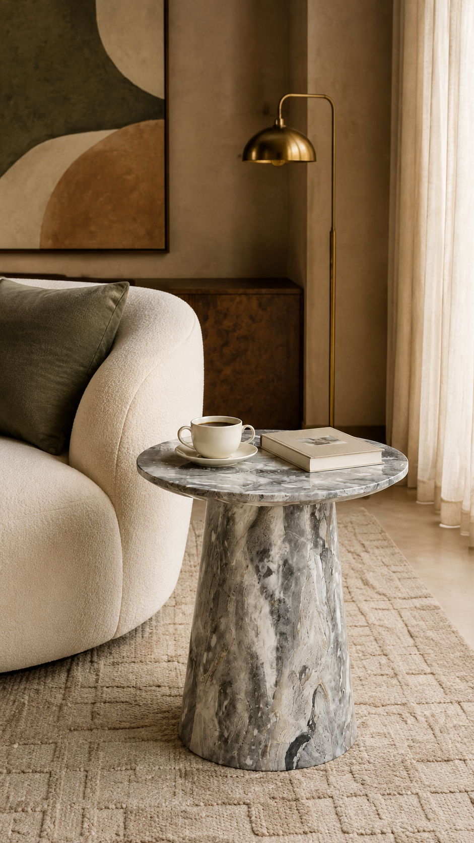 Marlowe Round Grey-Grain Side Table