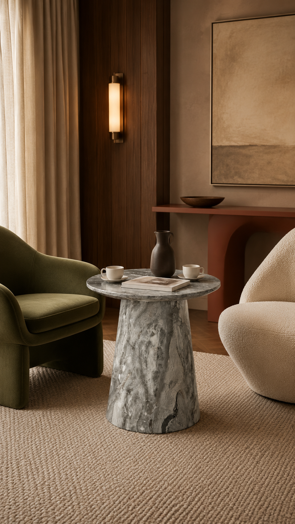 Marlowe Round Grey-Grain Side Table