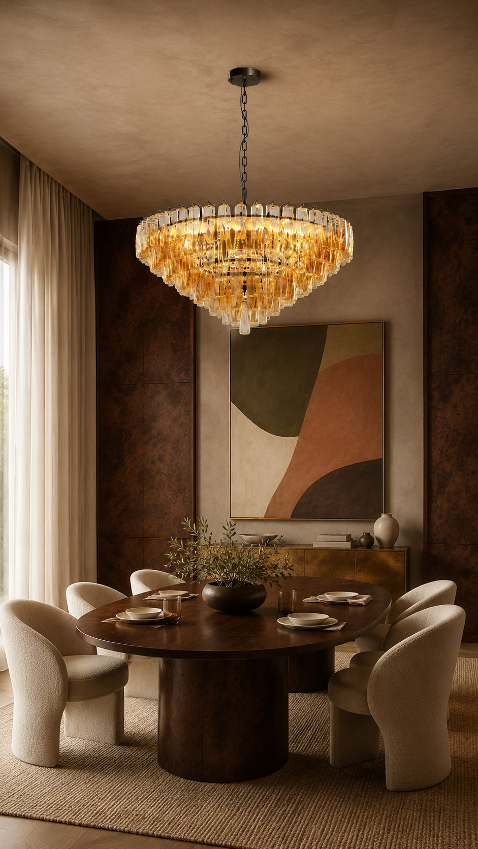 Warm Amber Crystal Chandelier