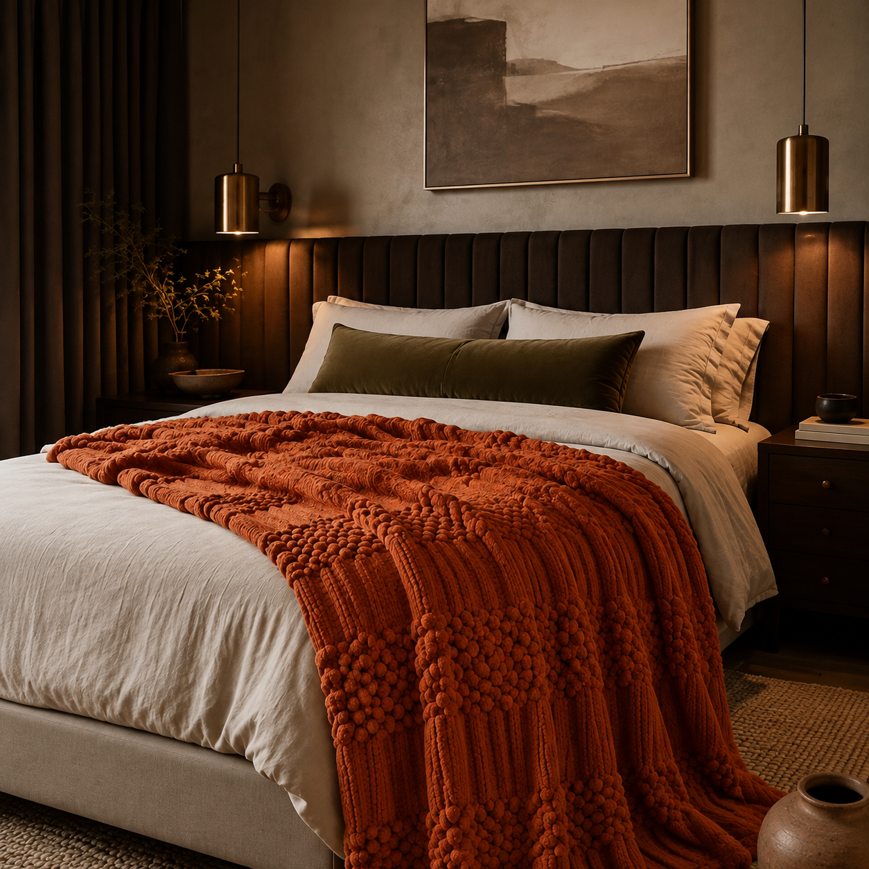 Rust Plush Fleece Throw Blanket
