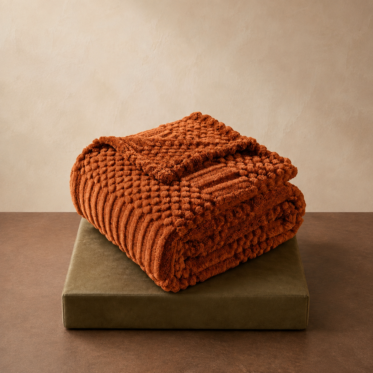 Rust Plush Fleece Throw Blanket