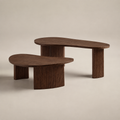 Elara Irregular Walnut Coffee Table Set