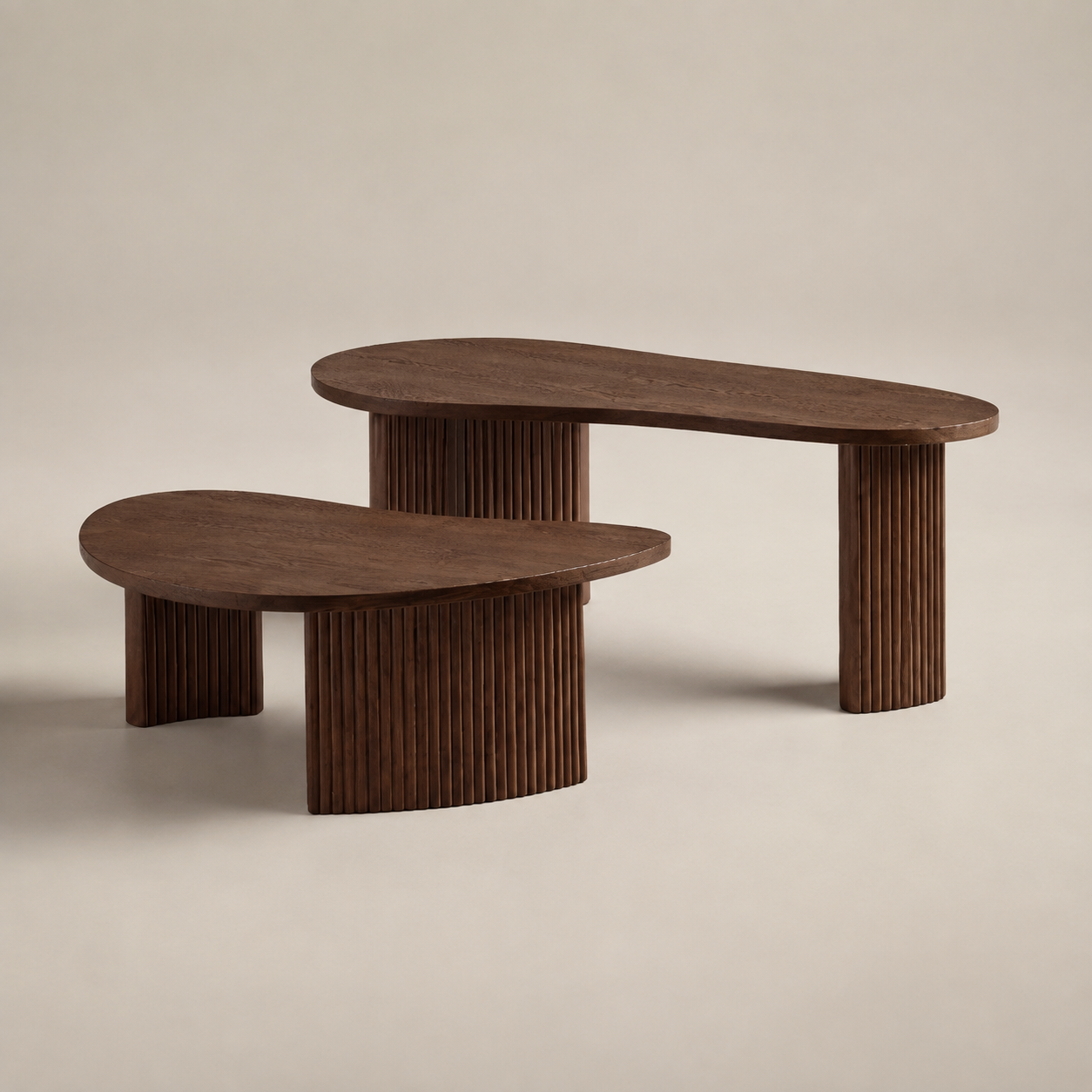 Elara Irregular Walnut Coffee Table Set
