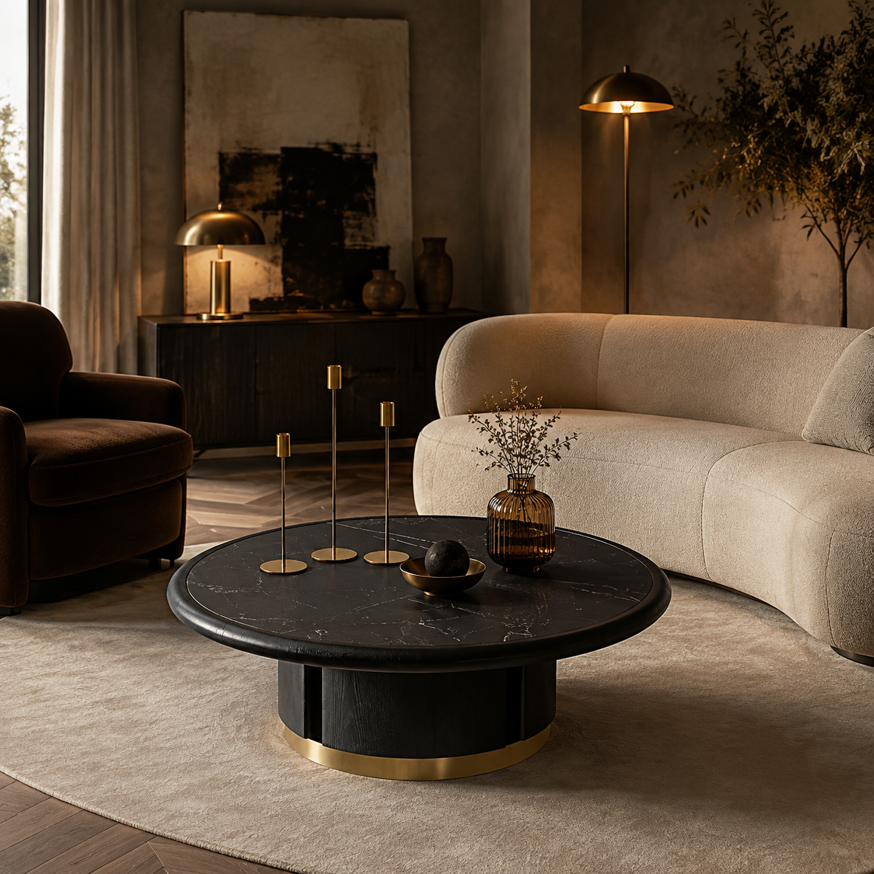 Noir Gold Round Coffee Table