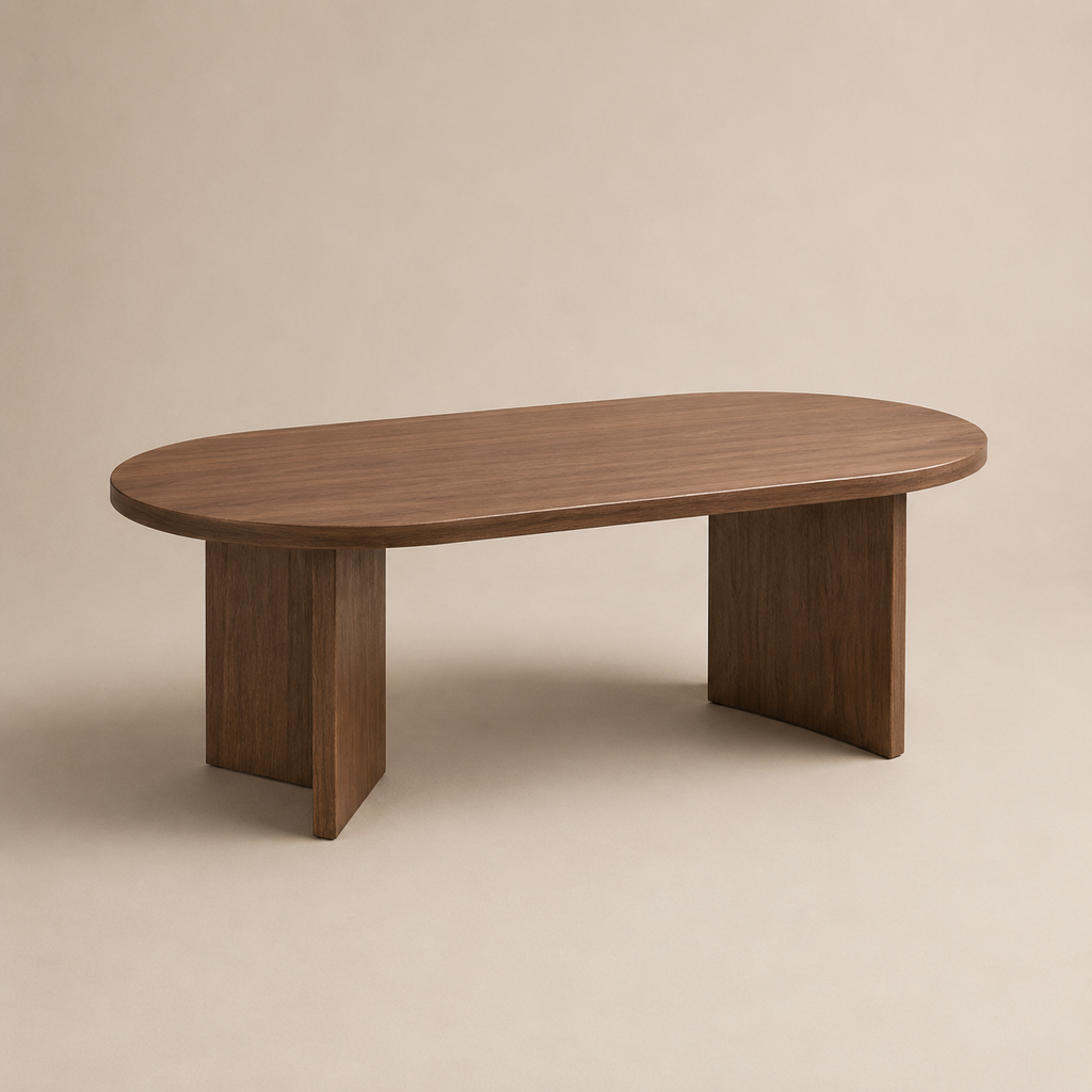 Walnut Oval Pedestal Coffee Table