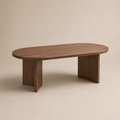 Walnut Oval Pedestal Coffee Table