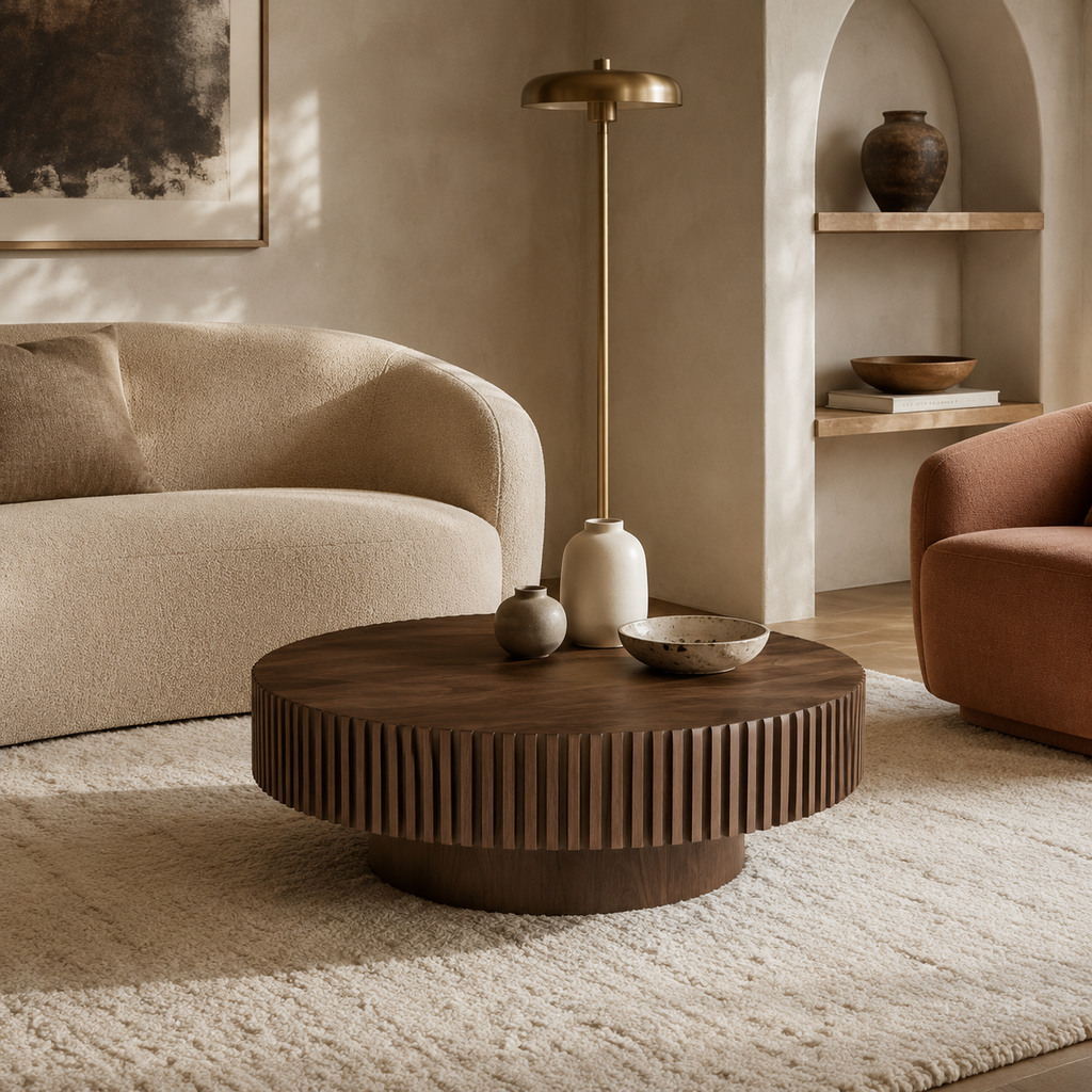 Walnut Rounded Coffee Table