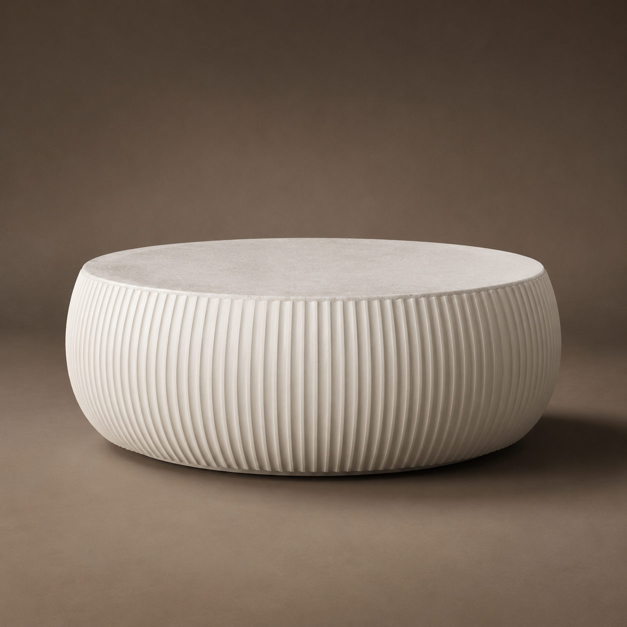28-Inch Cream Drum Coffee Table