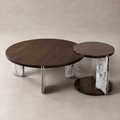 Lorenza Walnut Coffee and Side Table Set