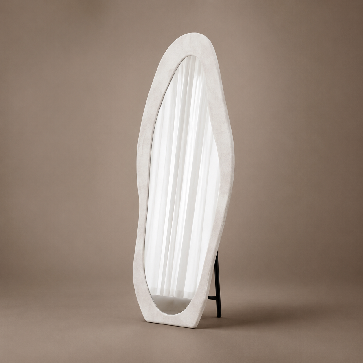 White Irregular Wavy Full Length Floor Mirror
