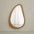 Natural Wood Irregular Teardrop Wall Mirror