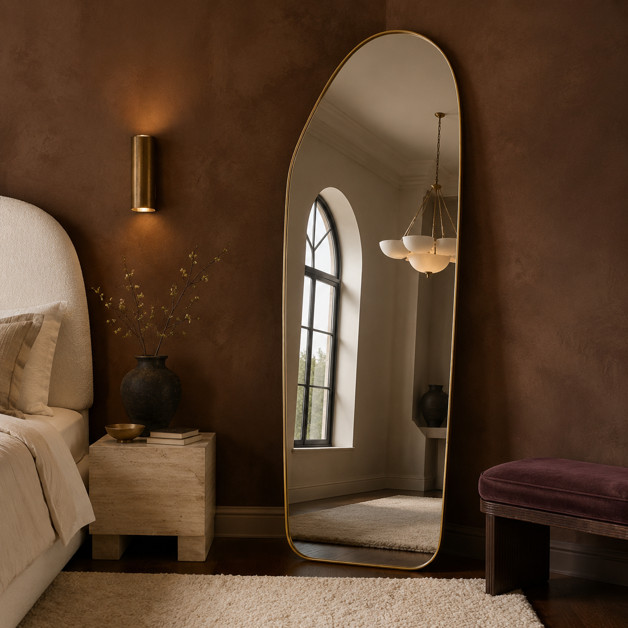 Oversized Gold Arched Full Length Mirror