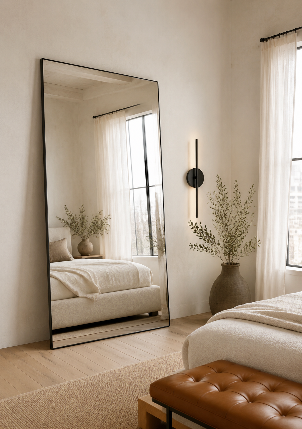 Oversized Black Floor Mirror