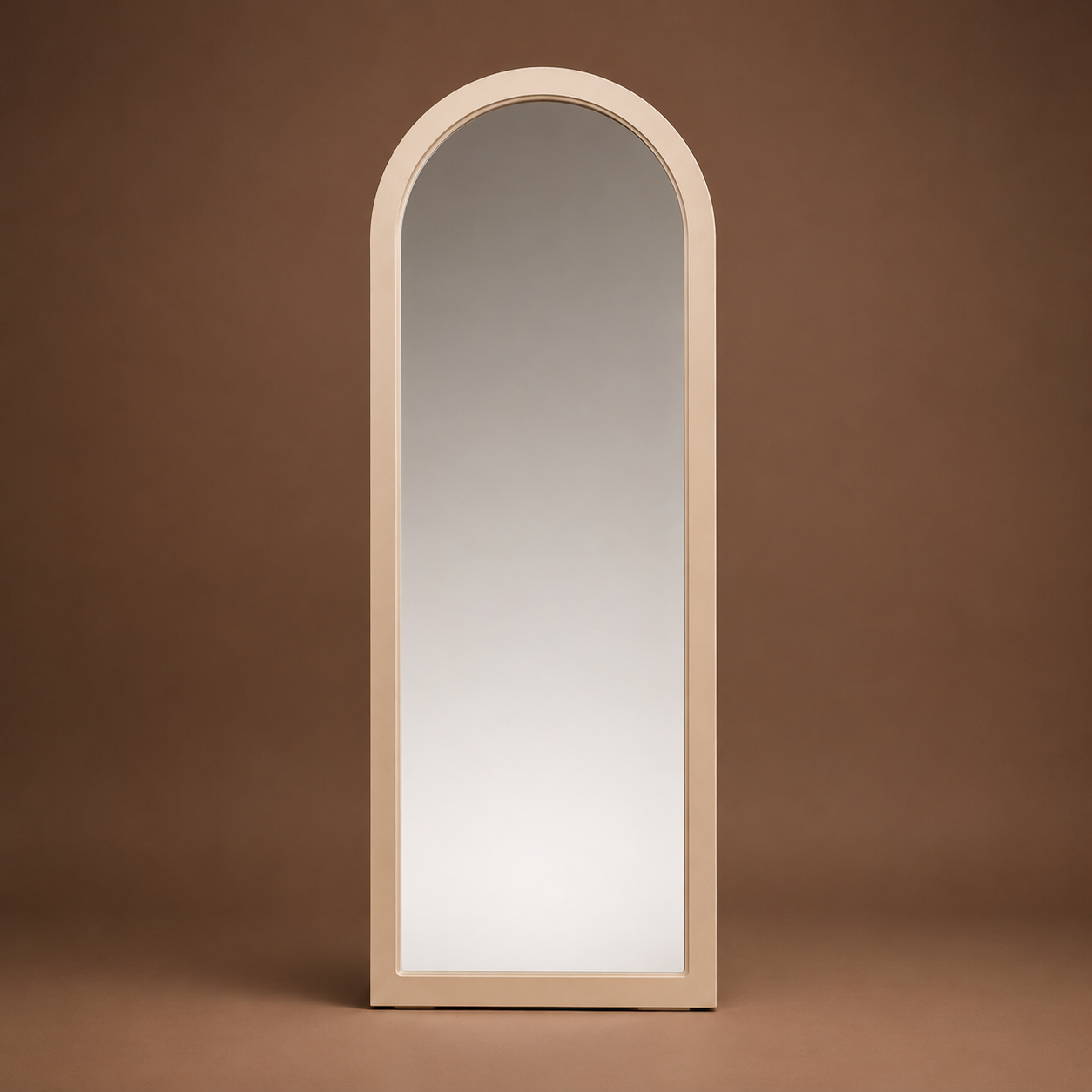 Milk Tea Arched Full-Length Floor Mirror
