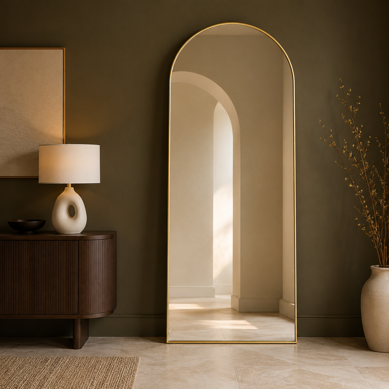 Arched Gold Full Length Mirror