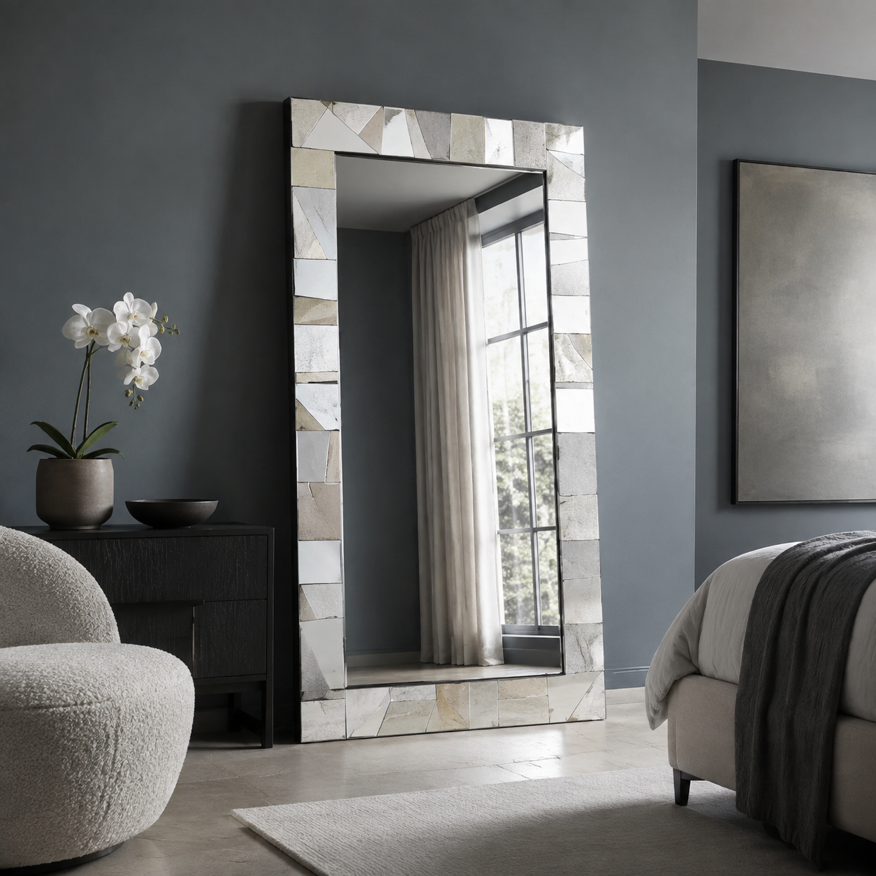 Silver Oversized Full Length Floor Mirror