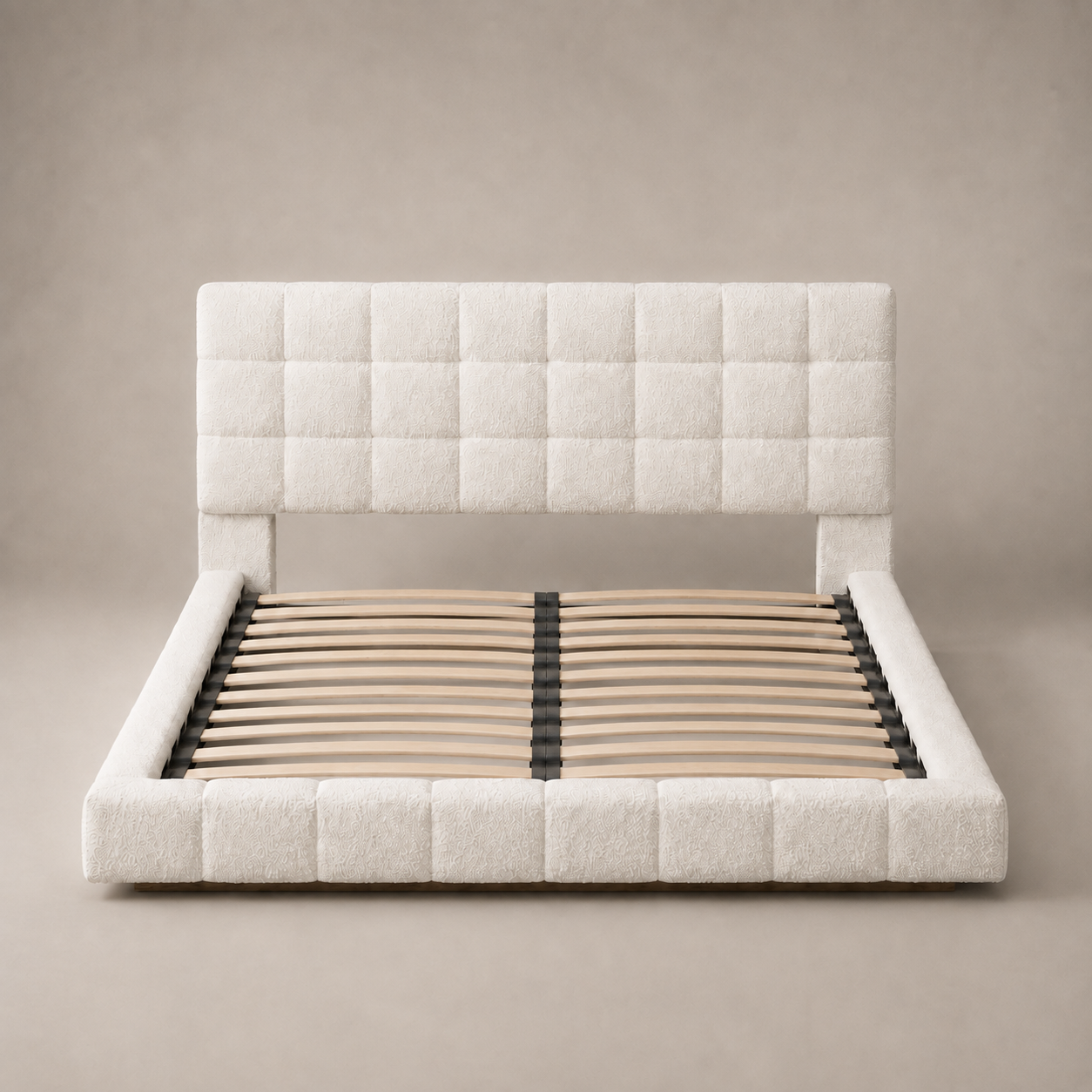 Hudson Ivory Boucle Queen Bed