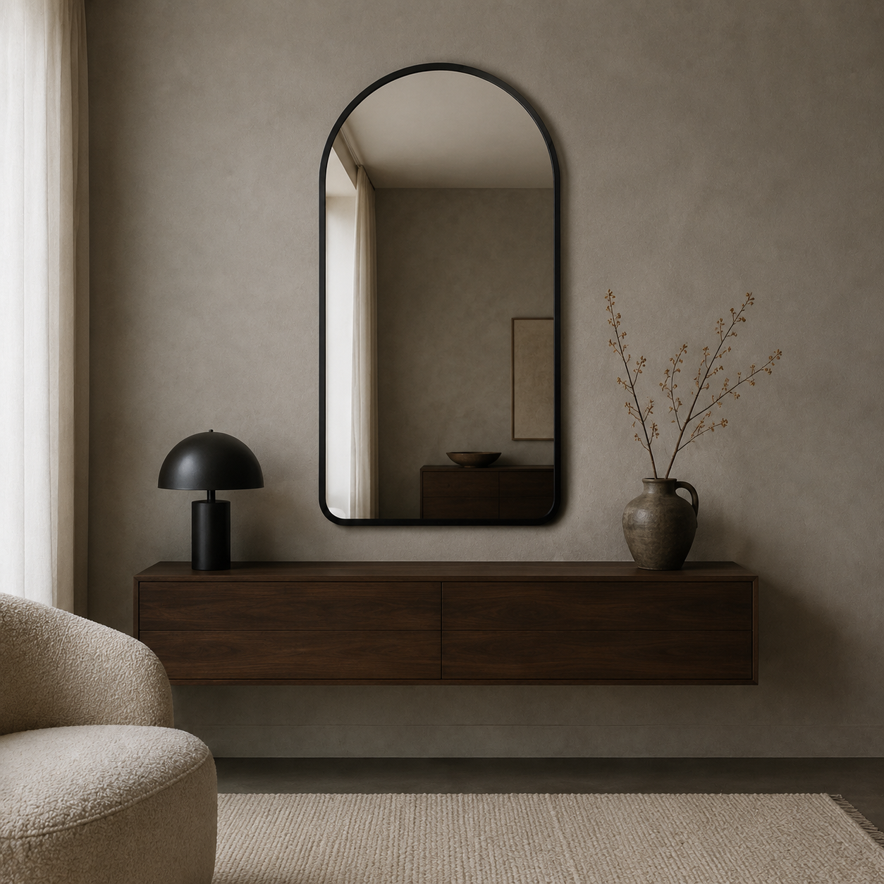 Modern Minimalist Arched Wall Mirror