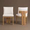 Beige Bouclé Dining Chair Set