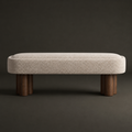 Ivory Bouclé Japandi Bench