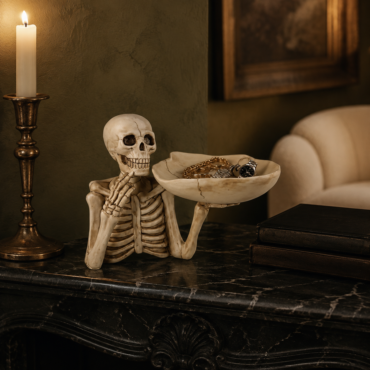 Antique Ivory Skeleton Valet Tray