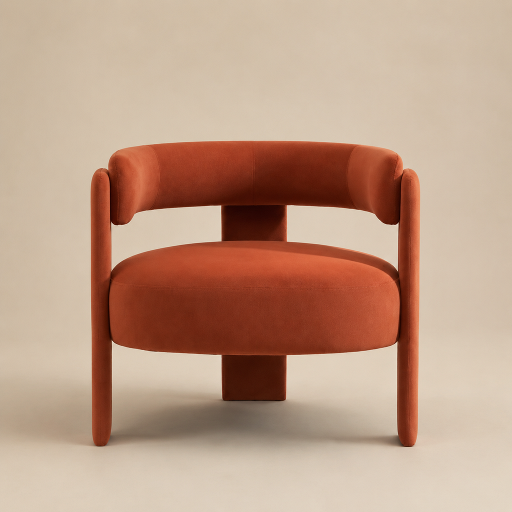 Orange Velvet Upholstered Accent Chair