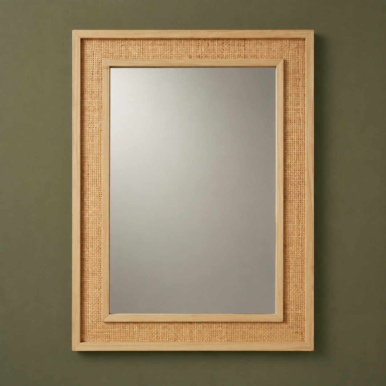 Rattan Natural Wood Wall Mirror