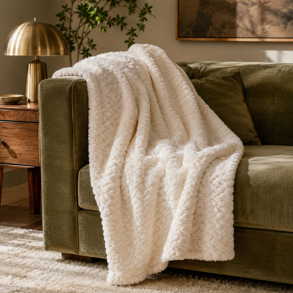Luxe Braided Plush Throw Blanket