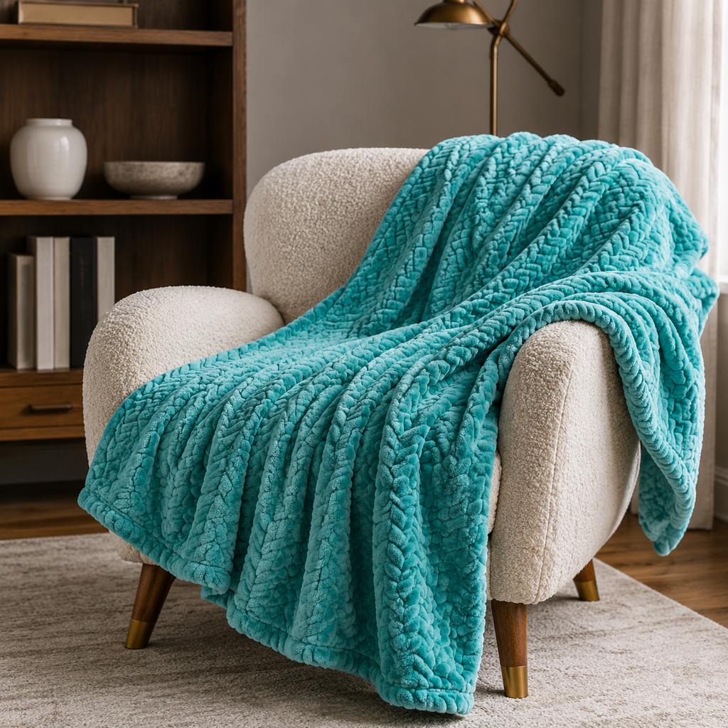 Luxe Braided Plush Throw Blanket