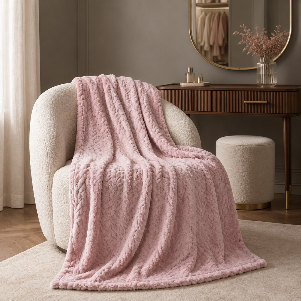 Luxe Braided Plush Throw Blanket