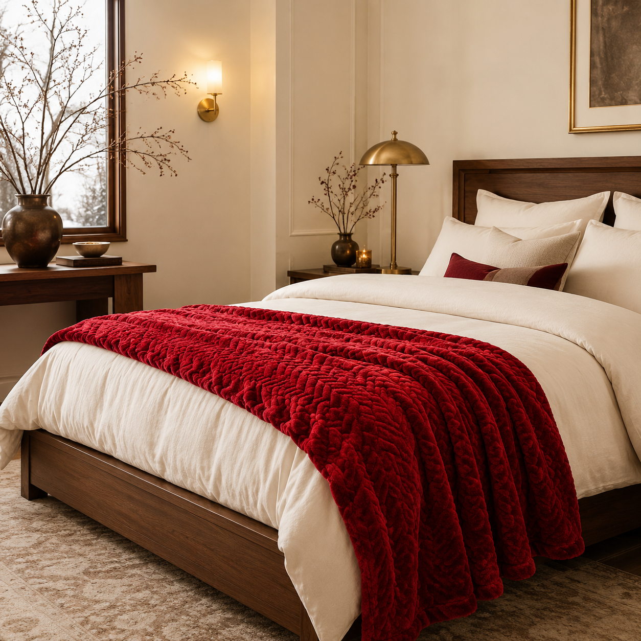 Luxe Braided Plush Throw Blanket