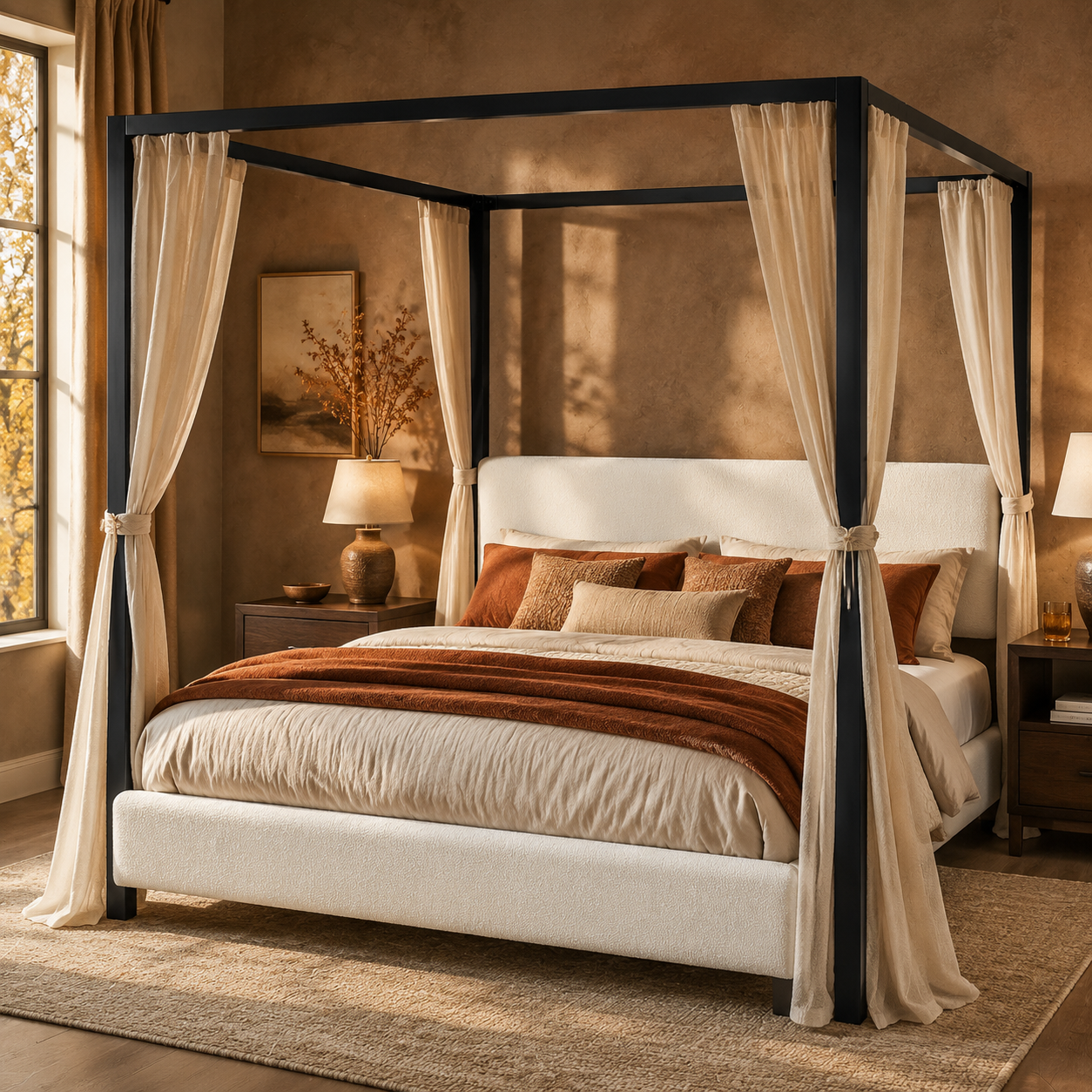 The Sutton Bouclé Canopy Bed