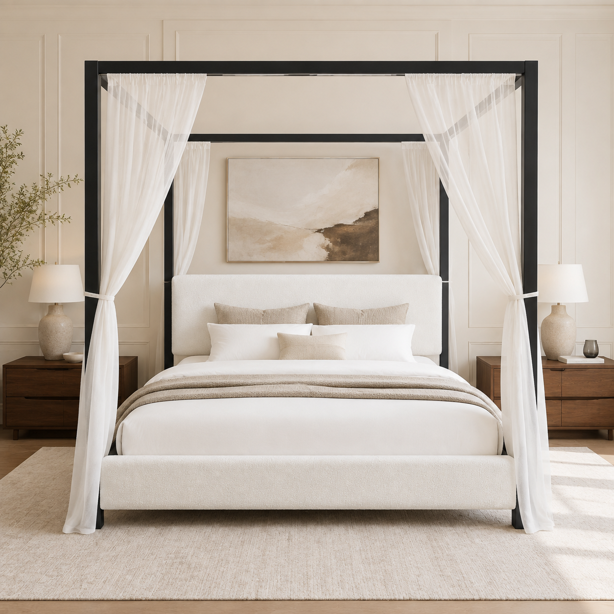 The Sutton Bouclé Canopy Bed