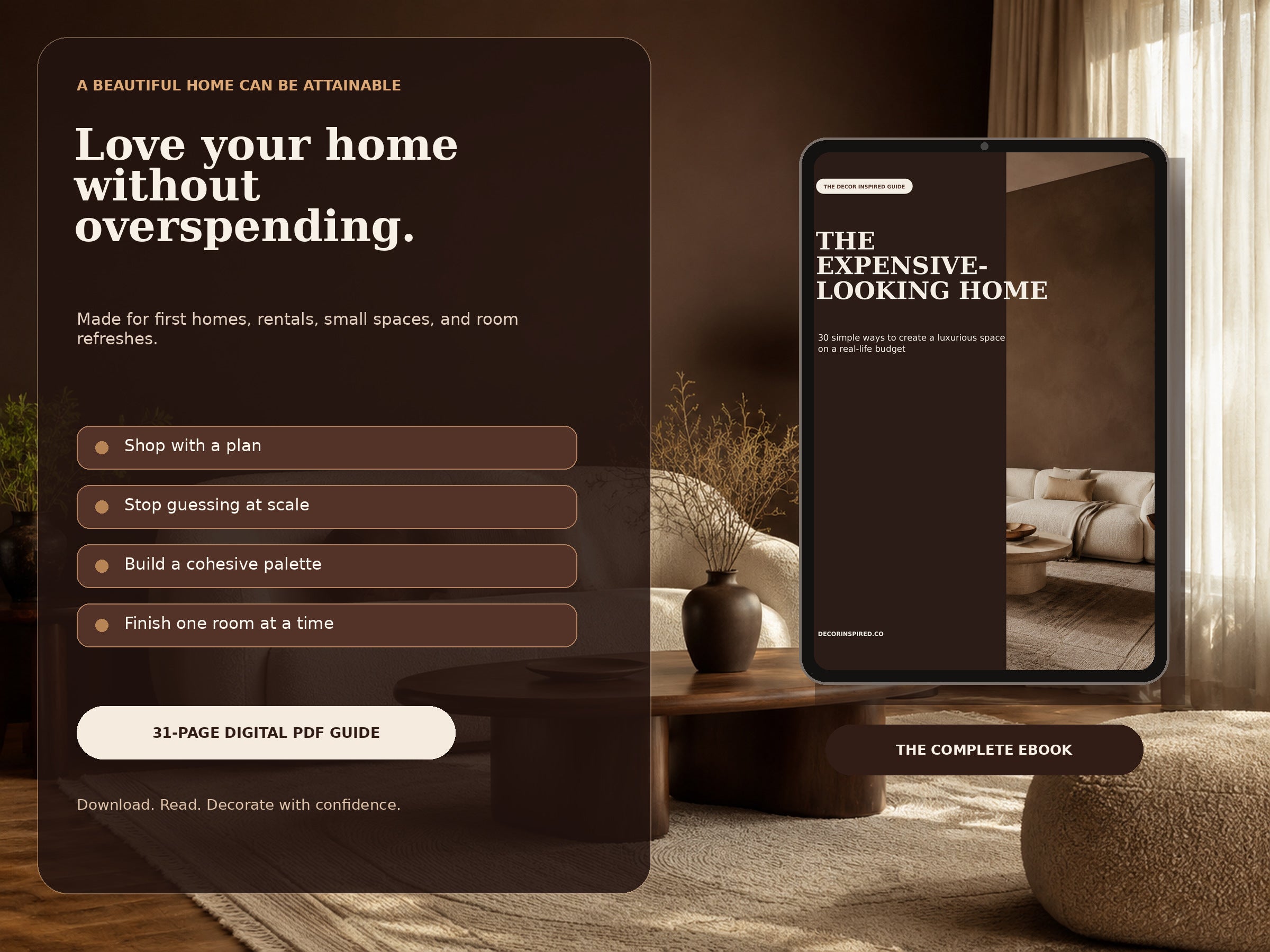 Home Decor Ebook: Make Your Home Look Expensive on a Budget | 31-Page PDF Guide